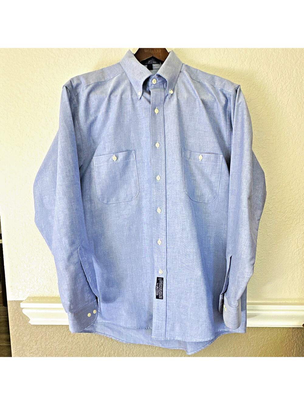 G.H. Bass & Co. Weejuns Men's 16 1/2 34/35 Blue Oxford Cotton Button-Down Shirt